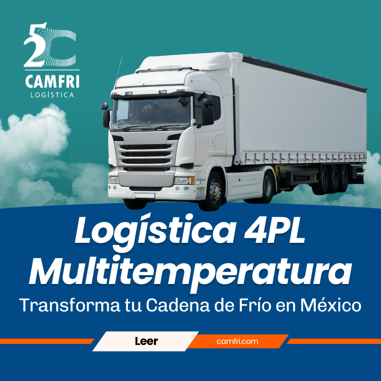 Foto de portada del blog sobre Logística 4PL Multitemperatura. Muestra un camión de transporte refrigerado de CAMFRI con un título y un botón para leer el artículo.